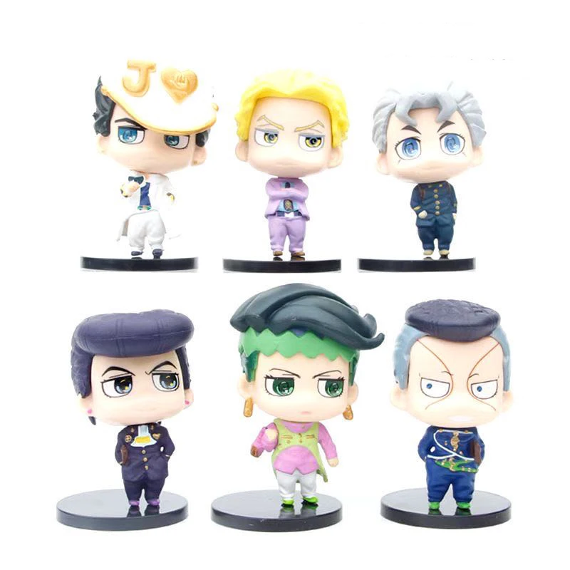

6pcs/lot Jojo Bizarre Adventure Figure Jojo 7cm Cute Collocation Pvc Model Toys Kujo Jotaro Higashikata Josuke Anime Figurine