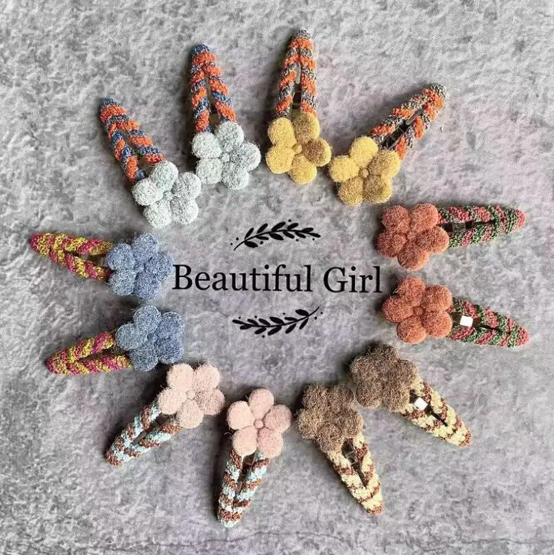 Заколки для волос с шерстяными шариками 12 шт./компл. 4 см|Аксессуары девочек| |