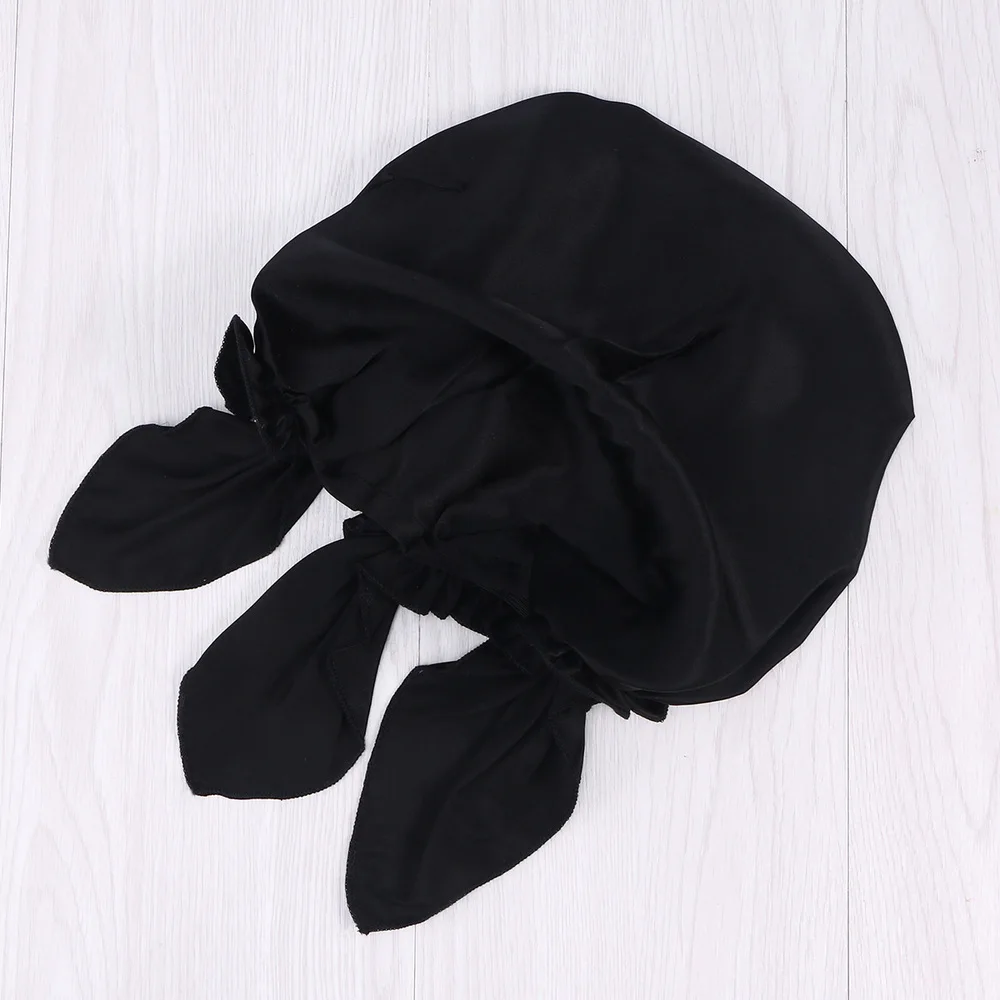 

Mulberry Silk Night Sleeping Cap Long Hair Bonnet Smooth Hat for Girls(Black)