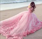 Женское бальное платье с открытыми плечами, розовое платье ручной работы с цветочным принтом, бальное платье для вечеринки, 16 цветов, для весны и лета
