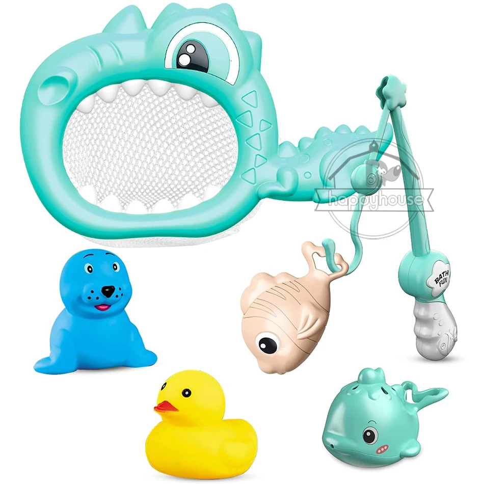 

Baby Bath Toys For Kids Magnetic Spray Water Baby Shark Bath Toy Clockwork Swiming Pool Network Bag Fishing Rod Bath Game Toy
