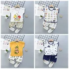 Новинка 2021, комплект детской одежды для мальчиков, летняя футболка с коротким рукавом и шорты с мультяшным рисунком для малышей, 2 шт.компл., хлопковый костюм для маленьких девочек