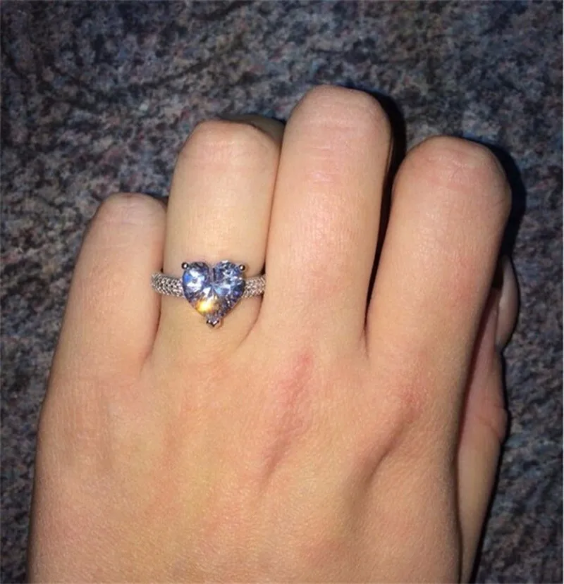 Кольцо в форме сердца из циркония 925 серебряные кольца для женщин Обручальные