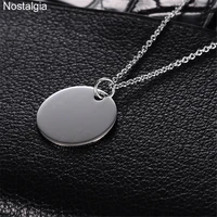 stainless steel mens jewellery blank disc round pendant necklace accessories for women 2021 trend fashion