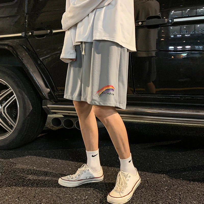

Men Shorts Plus Size 5XL Drawstring Printed Korean Style Chic Baggy Mens Short Leisure Summer All-match Simple Harajuku Retro