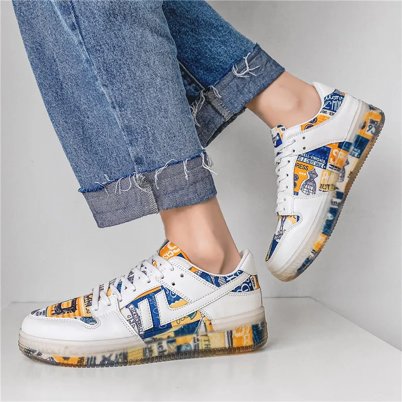 

Fashion Trend Transparent Bottom Air Force Sneakers Canvas Shoes Literary Retro Style Vulcanized Shoes For Men Wear-resistant