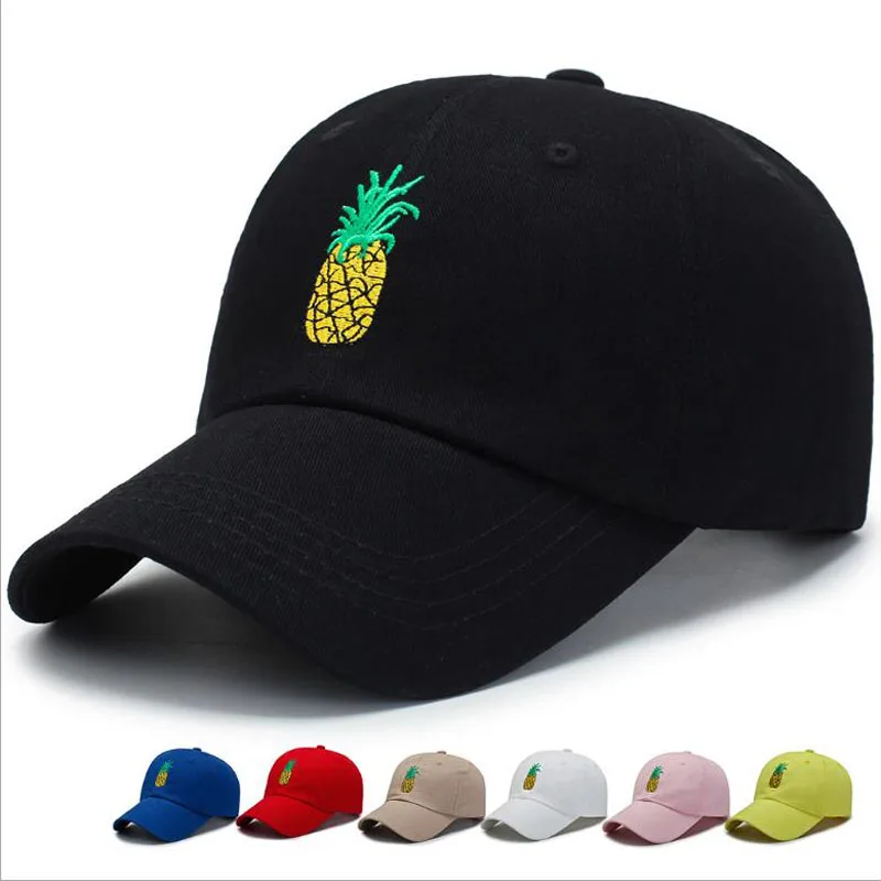 

summer Embroidery Baseball Cap Cotton 100% Hipster Hat Fruit Pineapple Dad Hat Hip Hop Cotton Snapback Cap hats