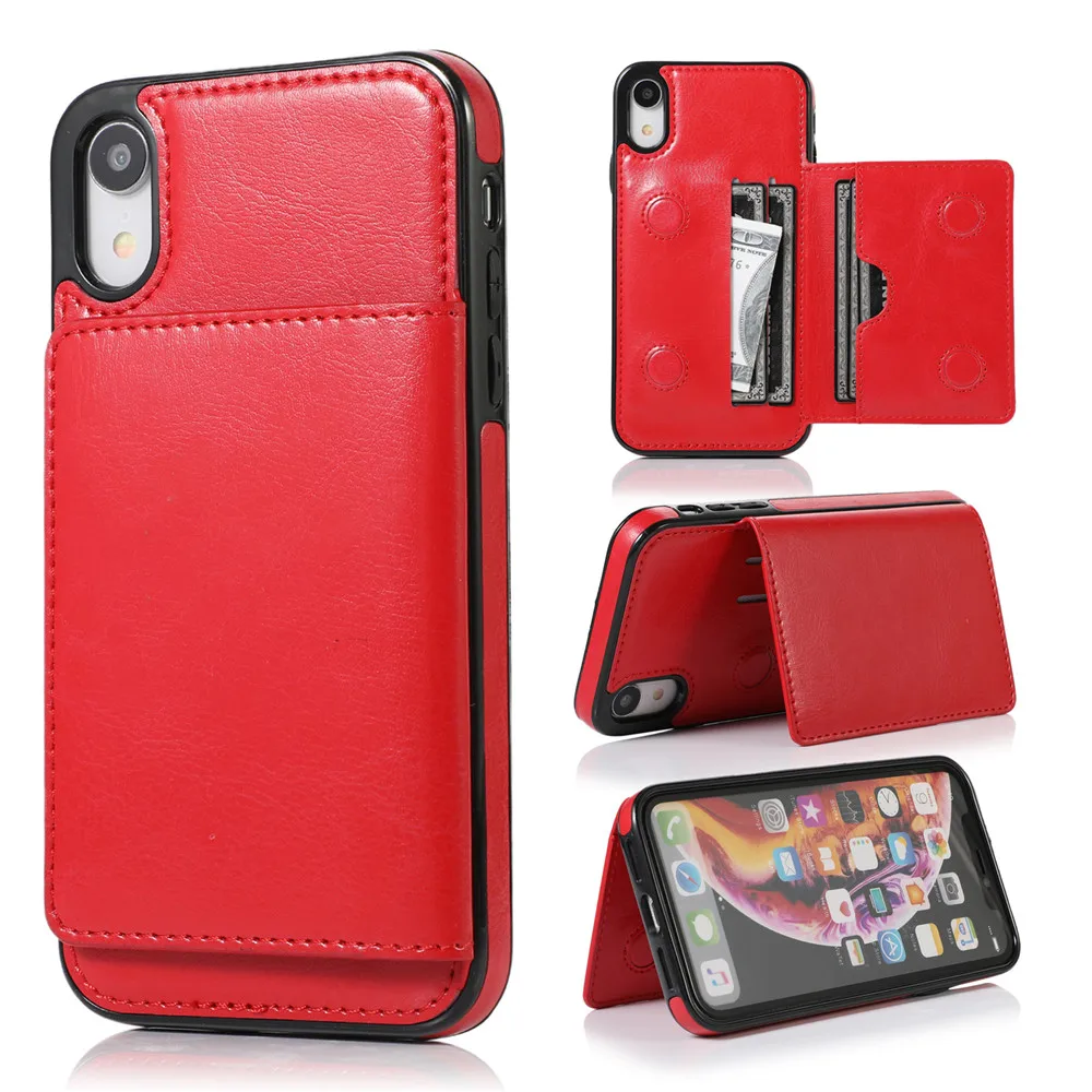 Red ZhiYue BJ Чехол для Iphone Xr Xs Max 7 8 6 6s X Plus 5 5S Se держатель для кредитных карт кошелек Роскошный кожаный ударопрочный защитный чехол - Цвет: Red ZhiYue BJ