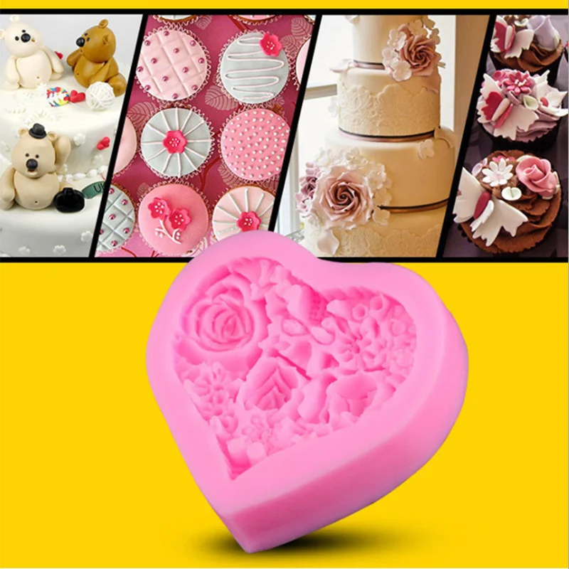 Розовая 3D силиконовая форма в виде цветка розы ручная работа мыло помадка торт