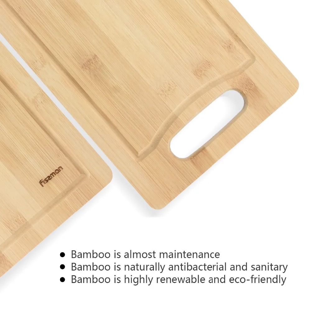 FISSMAN Rectangle Bamboo Cutting Board with Polish Handle Eco-friendly Chopping Block | Дом и сад