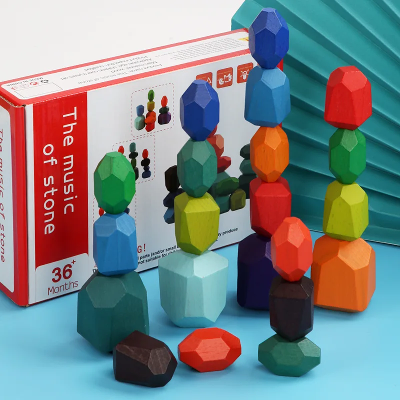 

Детский деревянный цветной камень, строительный блок, обучающая игрушка, креативная Скандинавская стильная игра для укладки, радужная дета...