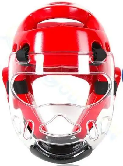 10 шт., маска для тхэквондо для взрослых, защита головы, маска для лица, детский шлем, полностью закрытый головной убор, Санда, боксерская тренировочная Защитная Экипировка - Цвет: red with face mask