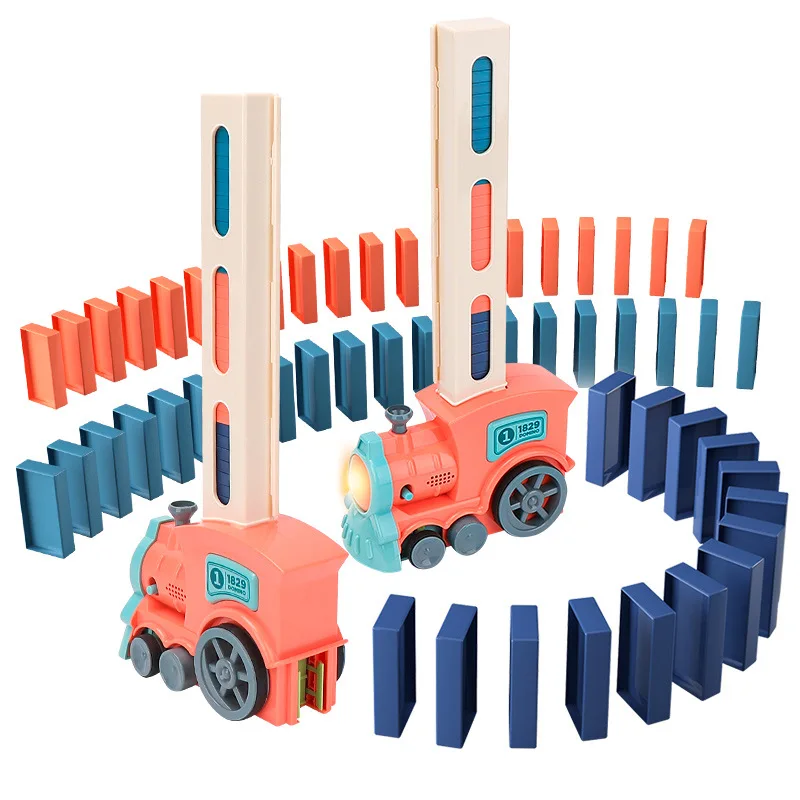 

260/160/100PCS NEW Charge Domino Train Children's Educational Toy Blocks Are Automatically Put Into The Train Dominoes Games