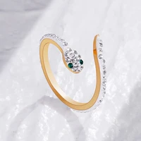 trends snake rings for women gold color bling bling cz stone green eyes stainless steel snake shape rings for finger jewelry