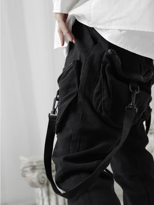 Шаровары свободные женские японский дизайнер тяжелая промышленность связанные