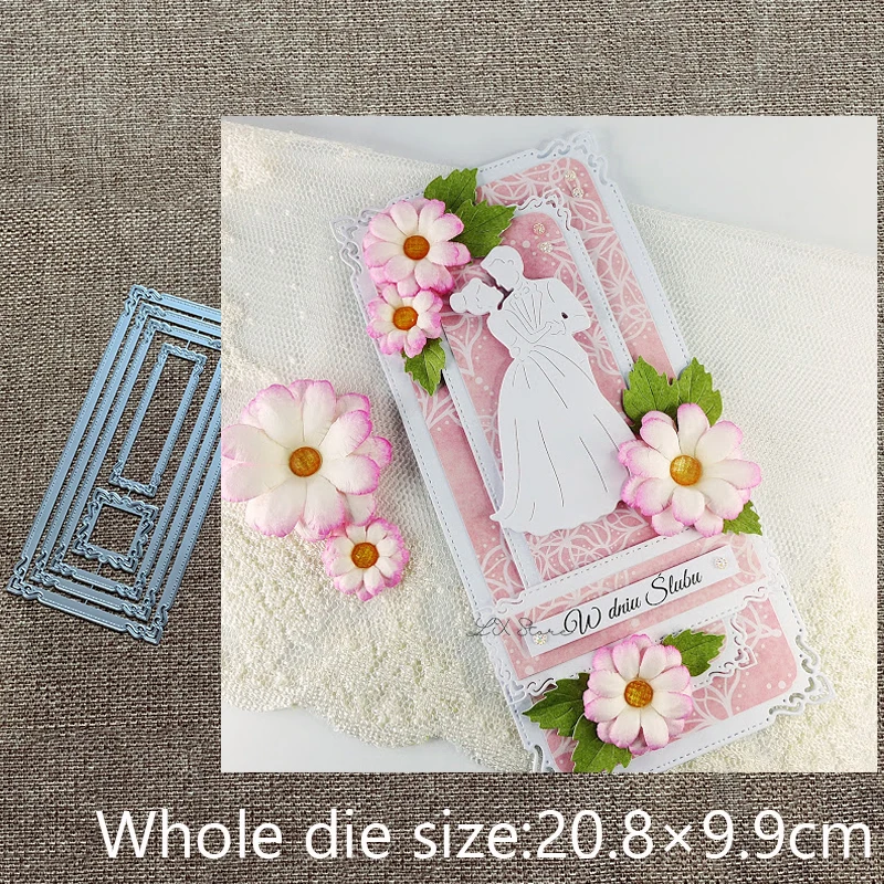 

Новый дизайн, металлический трафарет для рукоделия, пресс-формы, кружевное прямоугольное украшение, высечки для скрапбукинга, альбом, бумаг...