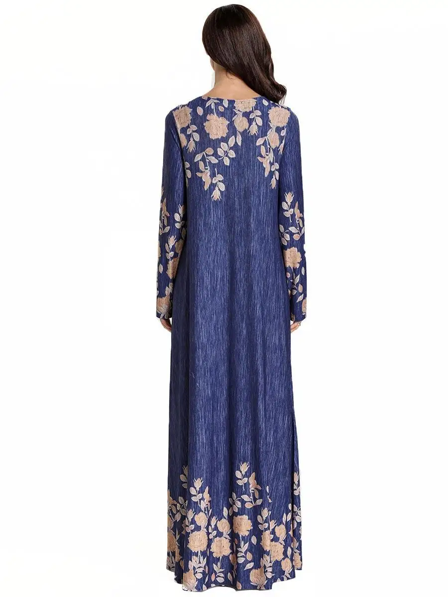 Модное женское цветочное длинное платье с принтом мусульманский ислам