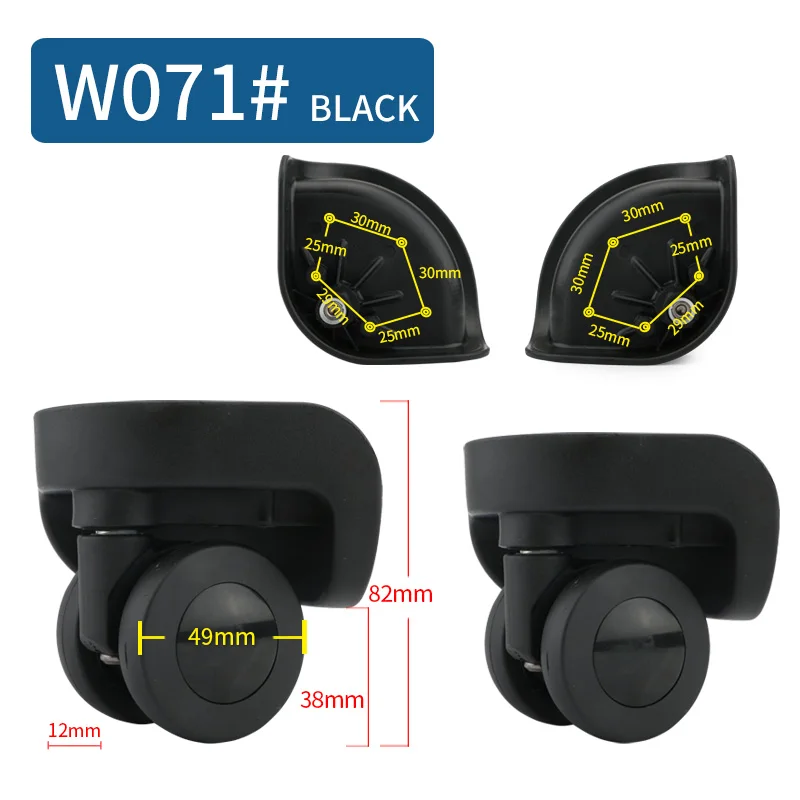 W071(2 Wheels)Black 14-30 дюймов Чехол для костюма на колесиках, универсальные аксессуары для багажа, чехол для костюма на колесиках, запчасти, высокое качество, чехол на колесиках, ролики - Цвет: W071(2 Wheels)Black
