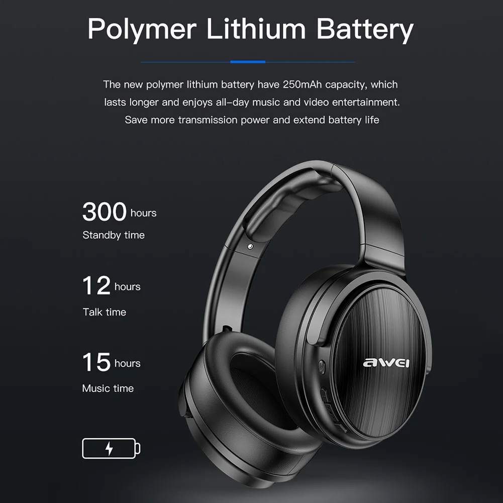 

AWEI A780BL Bluetooth 5.0 Over Ear Headphones Foldable Wireless Wired Gaming Headset Bass Sound Stereo Headphone with Microphone