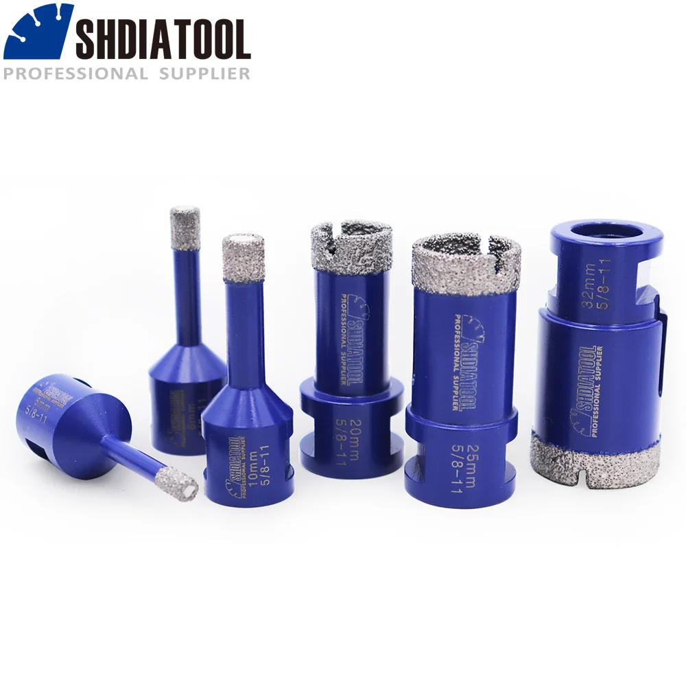 

SHDIATOOL Diamond Core Drill Bit Vacuum Brazed 5/8-11 Thread 5pcs/set Ceramic Tile Hole Saw Marble Porcelain Stone Drill Bit