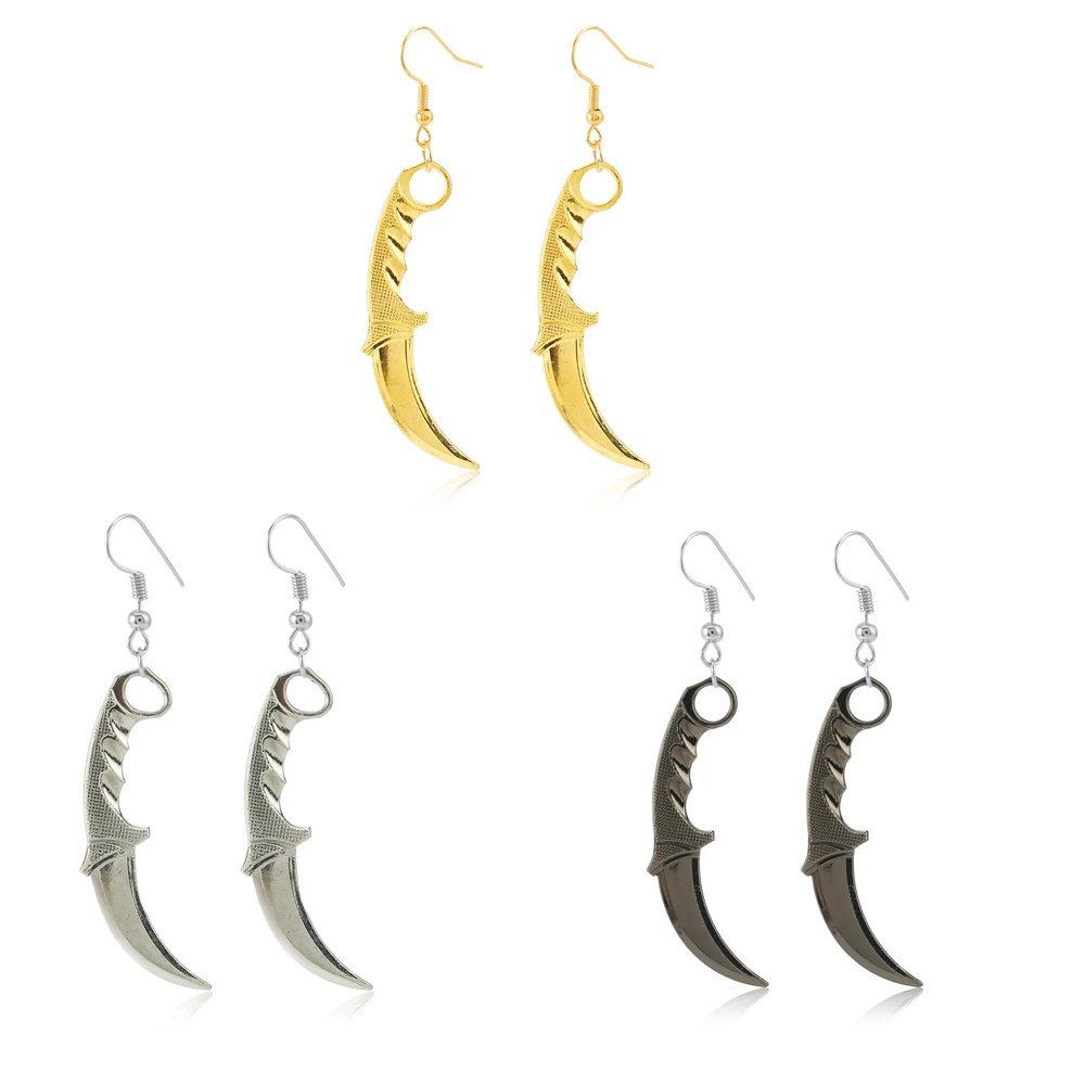 

CSGO Counter Strike Earrings Women Karambit Knife Weapon CSGO M9 Sliver Gold Drop Earring Girls Earrings Jewelry Gifts