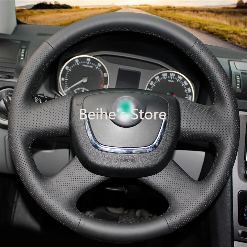 

Чехол рулевого колеса автомобиля Hand-stutc h on Wrap Cover украшение интерьера автомобиля для Skoda Octavia Superb 2012 Fabia