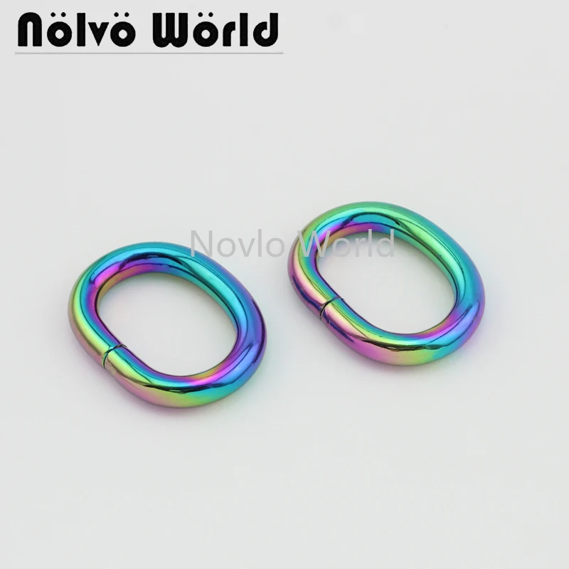 Nolvo World 5 20 3/4 шт. 2 размера см 1 дюйм Радужное металлическое овальное кольцо детали