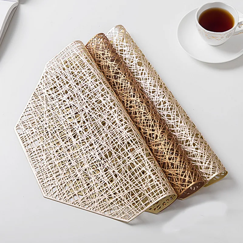 Hoomall 1pc Octagonal Hollow Heat-insulated Pad PVC Placemat For Dinner Table Waterproof Non Slip Coffee Mat Home Decoration | Дом и сад