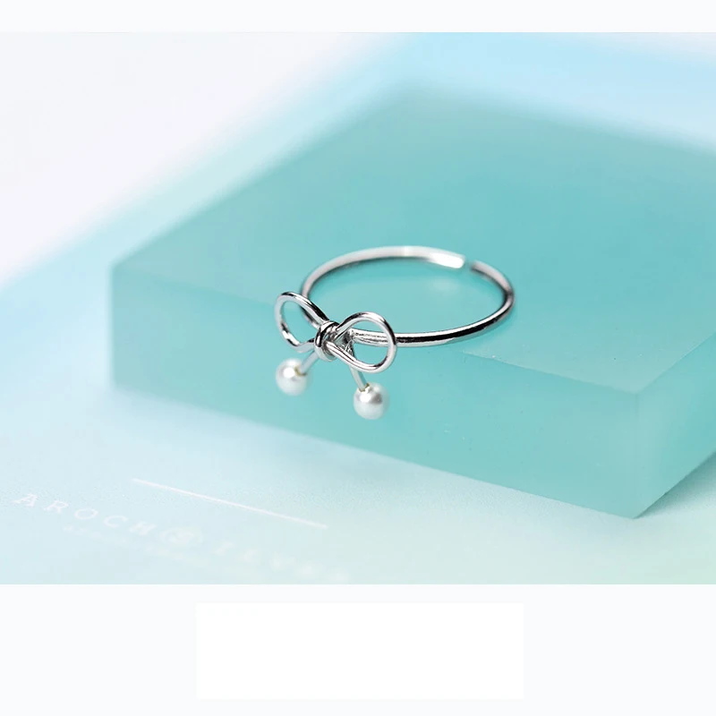 Trustdavis 100% твердый Стерлинговое Серебро 925 пробы бант синтез жемчужные кольца