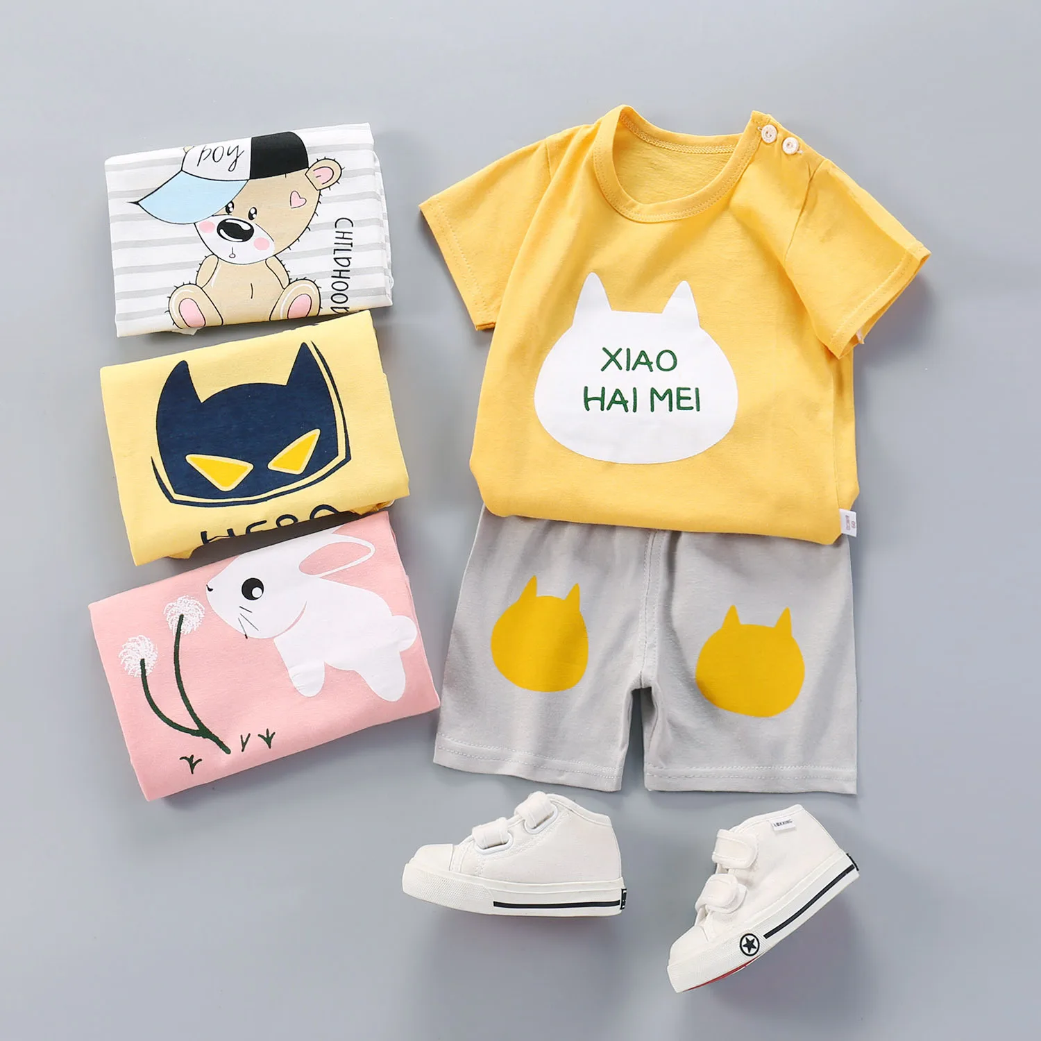 

2021 Summer Children Clothes Sports Clothes For Baby Girl Boy Tshirts 2 Piece Set Kids Baby Toddler