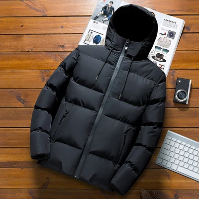 

Winter Mens Jacket Fashion Men Cotton Thick Warm Parkas Man Casual Outdoor Windbreaker Thermal Down Hooded Coats Clothing