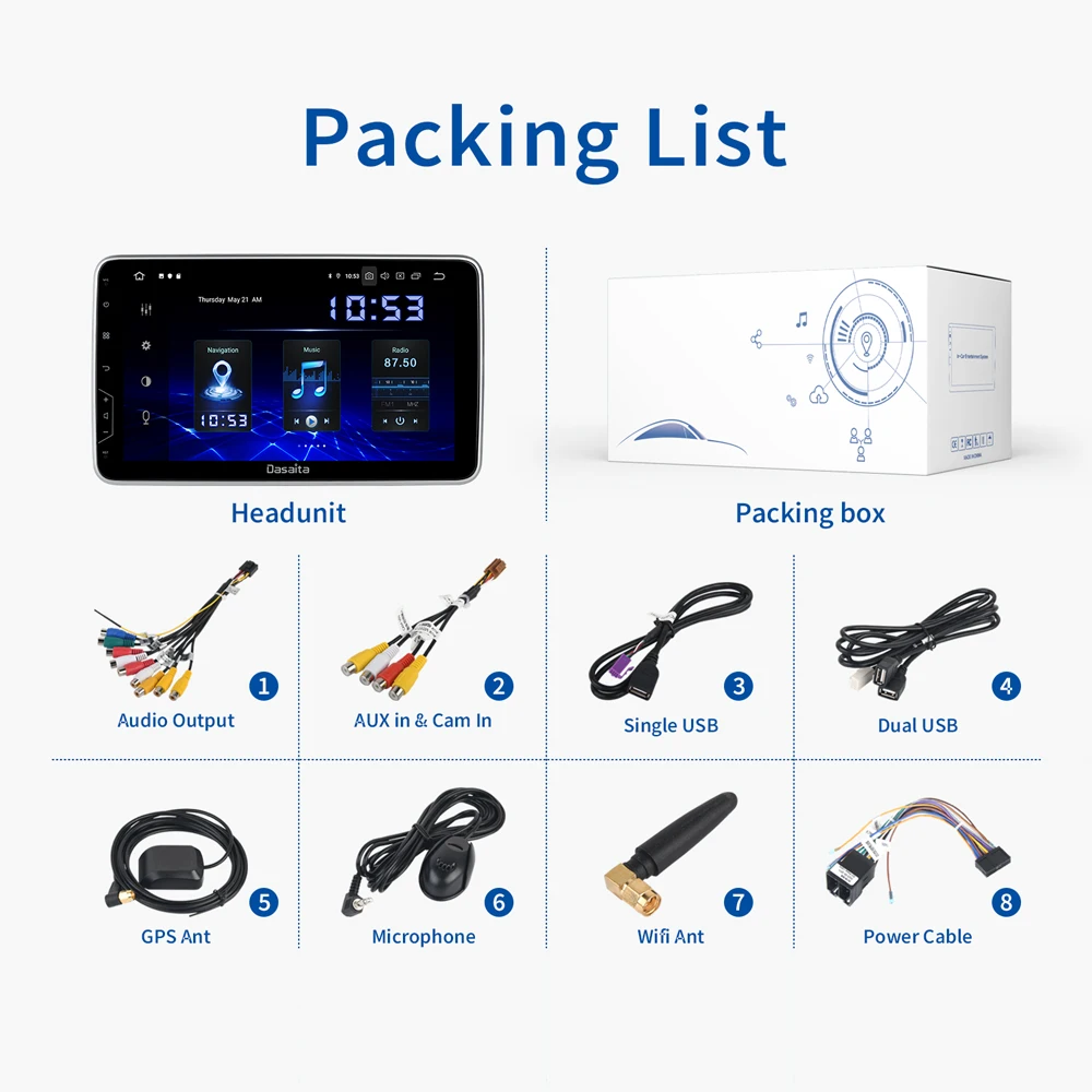 

10.2" IPS Screen Car Radio 2 Din Android10 DSP Universal Car 178*100 Deachtable Left&Right Rotatable Screen 4G Ram 64G Rom