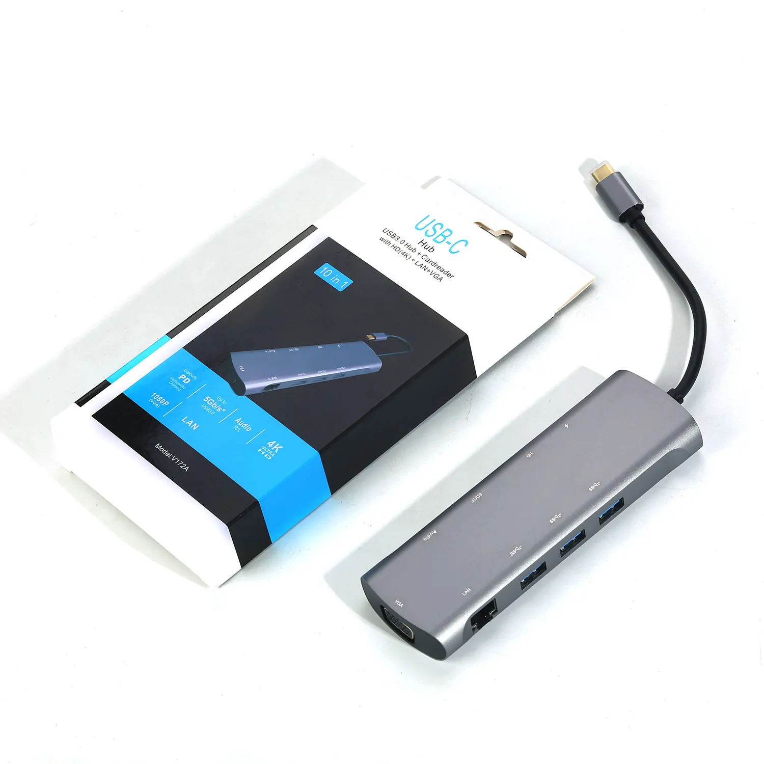 ET USB C концентратор адаптер 9 портов для MacBook MateBook Type до USB3.0 * 3 + TF/SD HDMI VAG PD LAN аудио