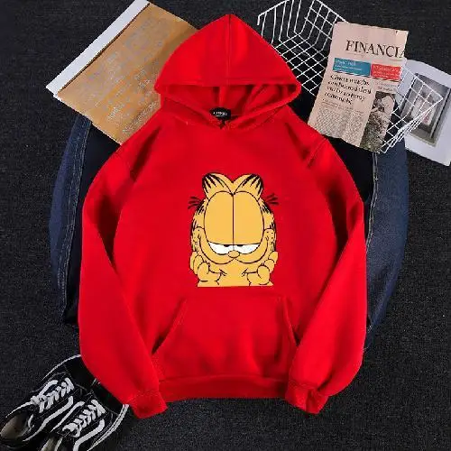 

Loose Pullover Hoodies Garfield Head Female Ins Trendy Spring Autumn Hooded Jacket Student Couple's Tops sweatshirt women