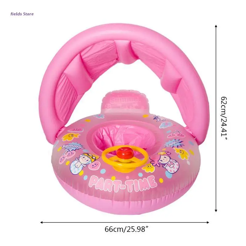 

Baby Kids Summer Swimming Ring Inflatable Infant Yacht Water Fun Sport Swim Pool Toy Detachable Sunshade Toddler Seat Float Boat