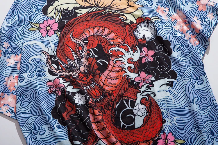 Мужская футболка 2020 уличная с пожарным драконом в стиле хип-хоп Harajuku летние