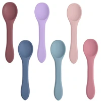 28candy color baby soft silicone spoon safety baby learning spoon non slip children food feeding tool easy to rinse tableware