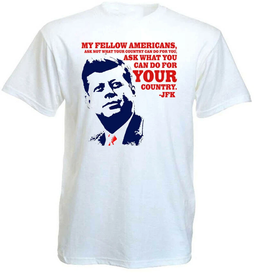 Джон Ф. Кеннеди Jfk Цитата футболка белый все размеры Retrotee рубашка|Мужские