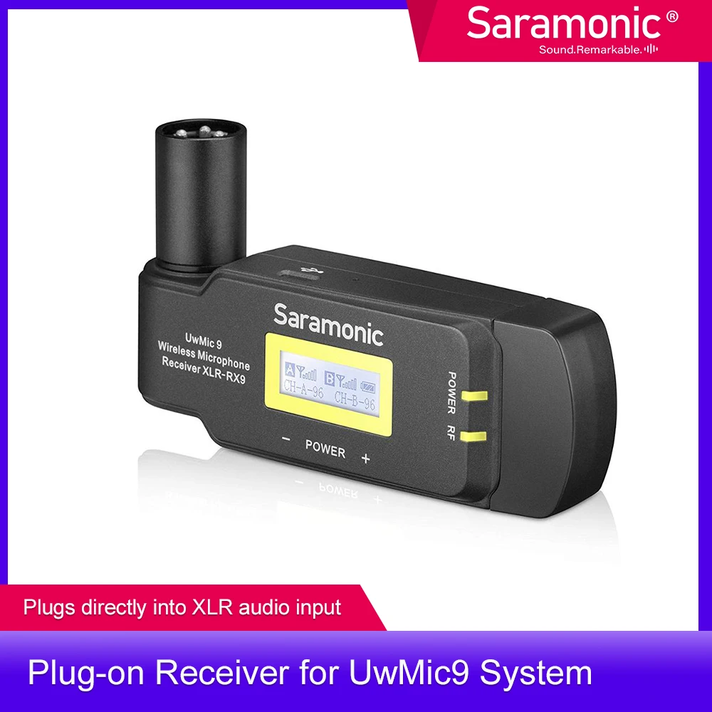 Saramonic UwMic9 TX9+RX-XLR9 Wireless Lavalier Microphone with Transmitter &amp XLR Battery Grip Receiver for Camera Camcorder |
