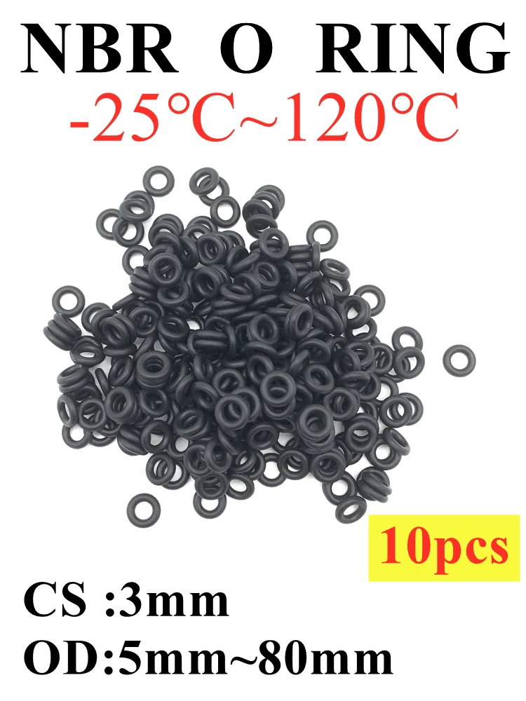 Черное уплотнительное кольцо прокладка CS 3 мм OD 5 ~ 80 NBR автомобильный Нитриловый