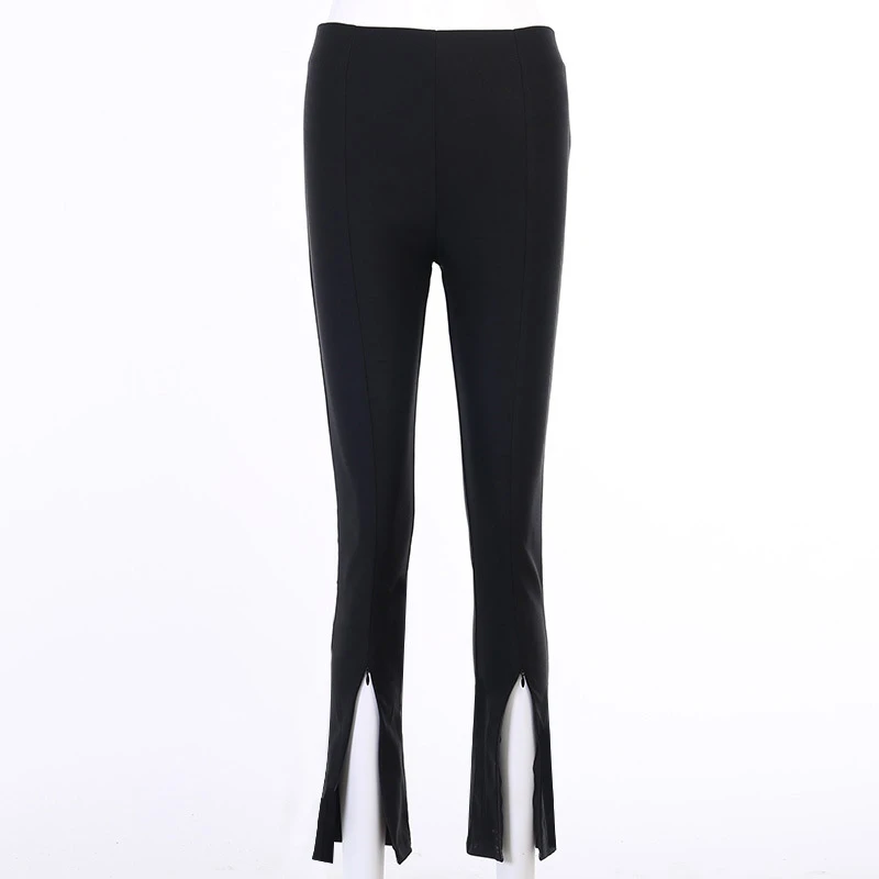 2021 Fall New Style Elastic Slim Trousers, Zipper Opening Slim Fashion Women Flare Pants Elegant Fashion Elastic Waist Solid