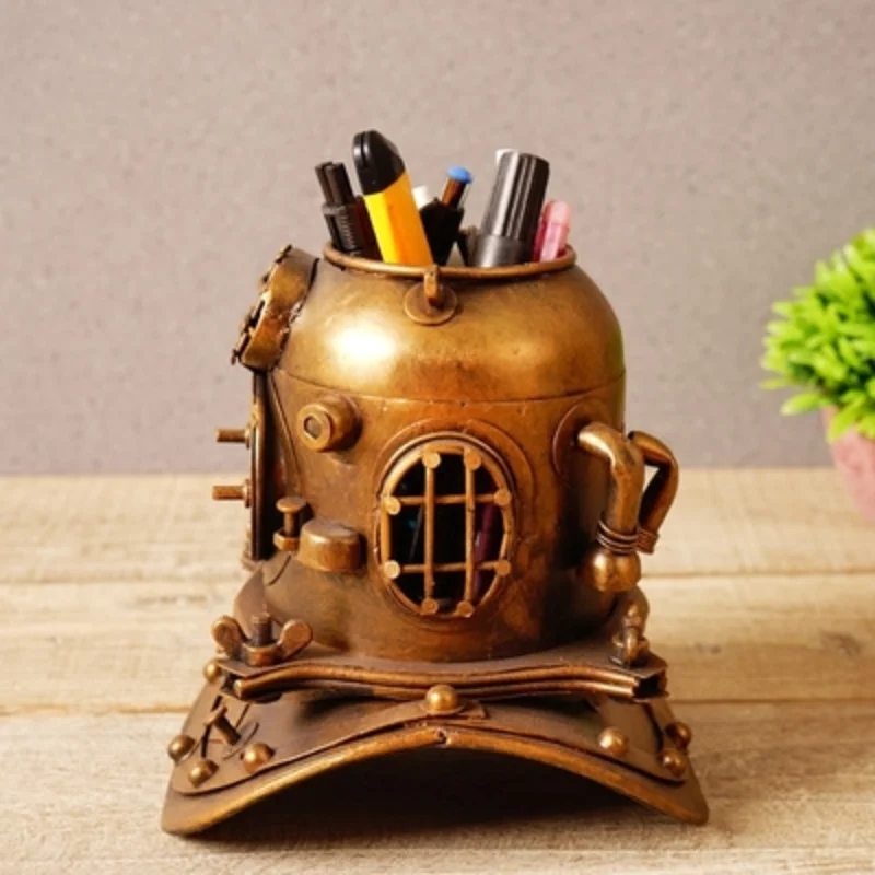 

Retro industrial style creative computer desk decoration table diving cap pen holder office study soft decorations American