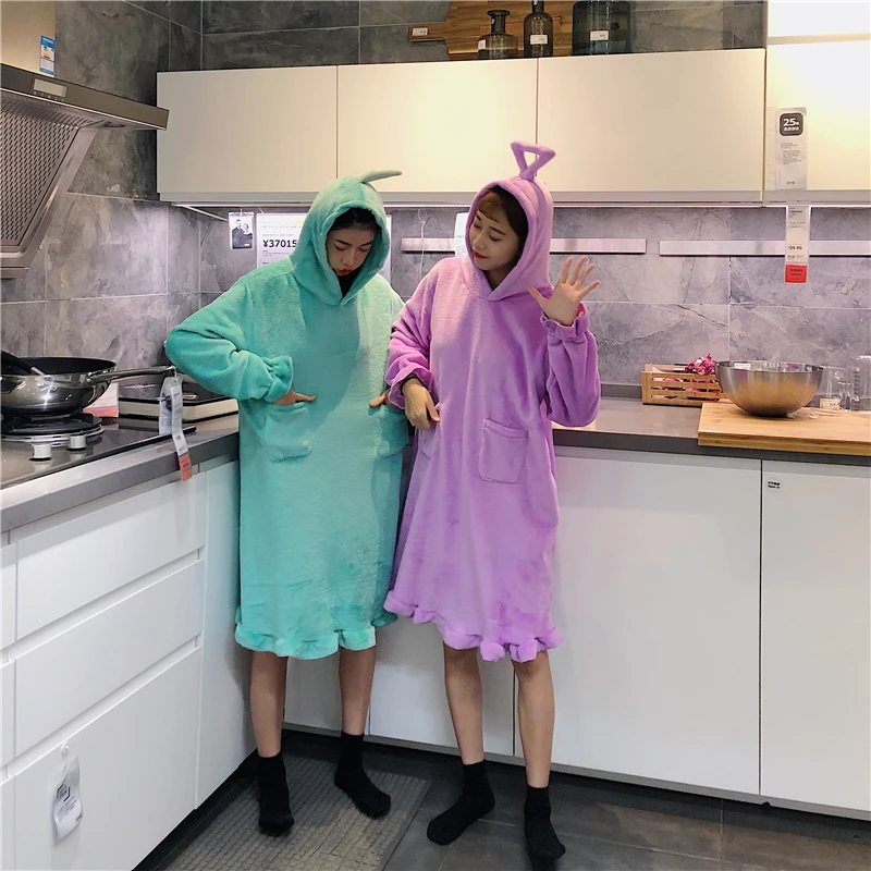 2019 зимняя женская ночная рубашка Корейская версия зимней милой четырехцветной