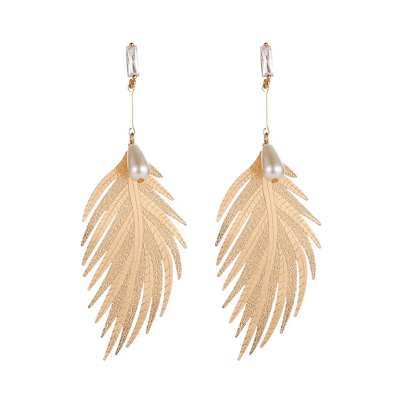 

Trendy Leaf Vintage Feather Drop Dangle Earrings For Women Gold Color Leaves Fashion Jewelry Brincos Pendientes Gifts 2020