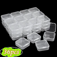36pcs mini clear plastic storage containers with lids empty hinged boxes for beads jewelry tools craft supplies flossers fishing