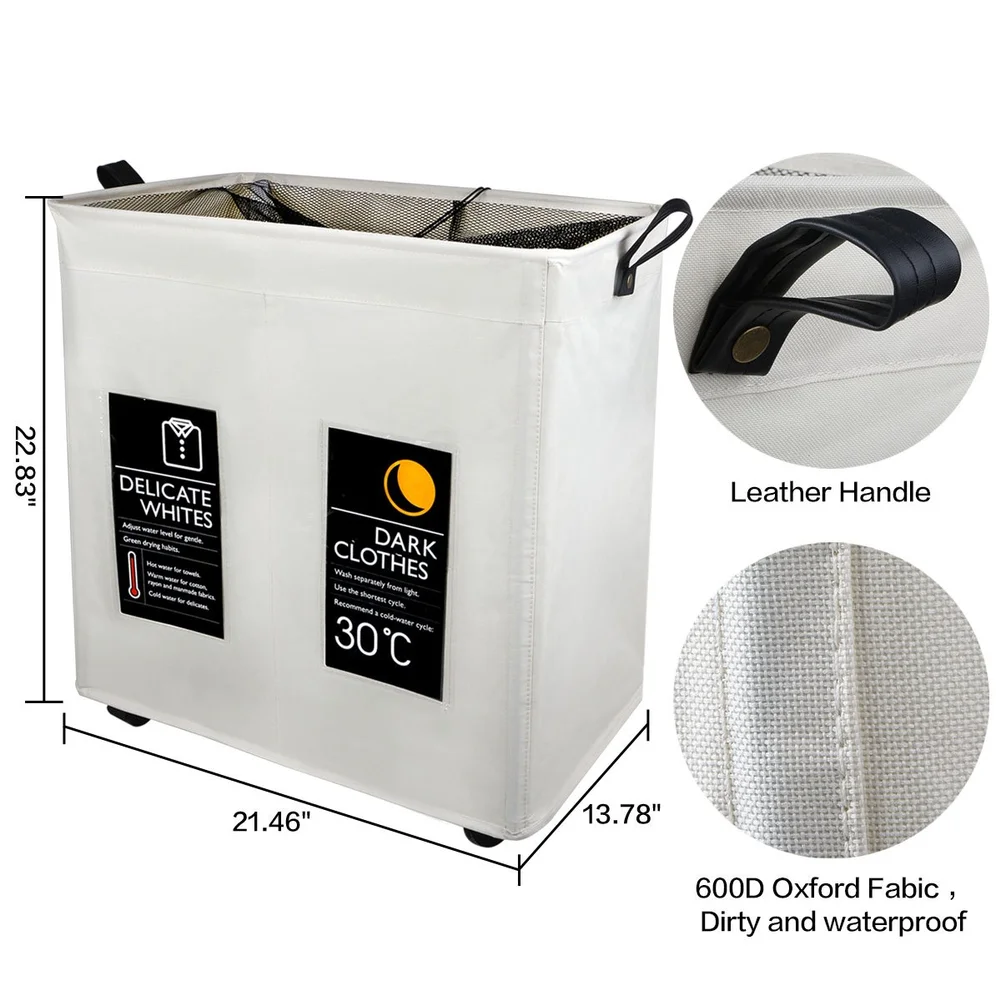 2 х секционная корзина для белья складная на колесах складной органайзер грязной