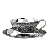 high grade sterling silver coffee cup set retro business 999 silver spoon dish set gift
