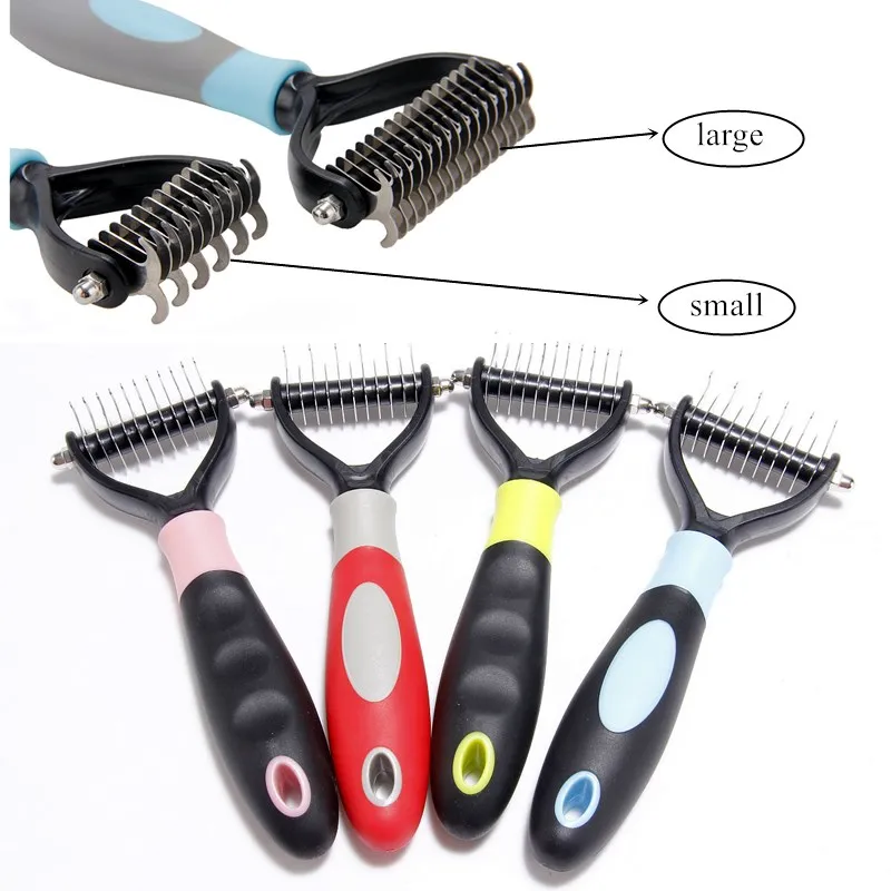 Двусторонняя Расческа для домашних животных из нержавеющей стали удаления