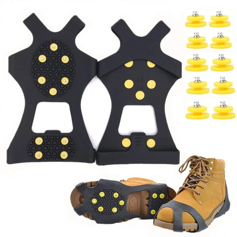 

Shoe Spikes Traction Non-Slip Over Shoes/Boots 10 Studs Snow Ice Grips Crampon Studs for High Altitude Hiking