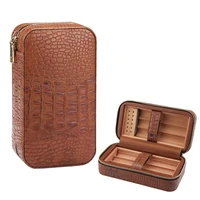 yooap cigar box cedar wood 6 pack brown pu leather alligator humidor gift for boyfriend cigarette box